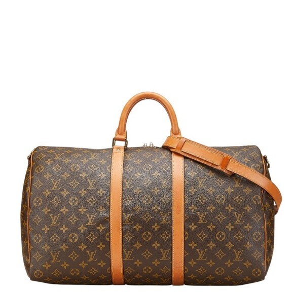 LOUIS VUITTON Brown Monogram Leather Keepall Bandouliere 50 Shoulder Bag - Picture 1 of 10